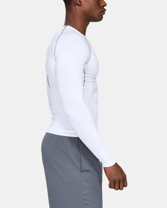 Men's UA HeatGear® Armour Long Sleeve Compression Shirt, White, pdpMainDesktop image number 2